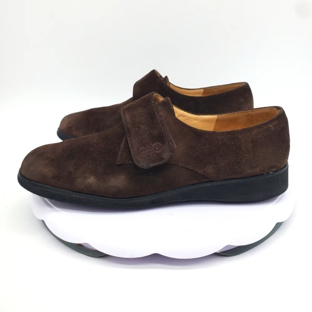 Salvatore Ferragamo Shoe Women's 7.5B Luxury Gancini Logo Suede Brown